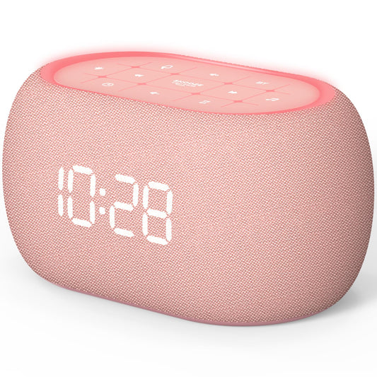 ANJANK white noise sound machine pink front view for calm sleep and easy alarm access