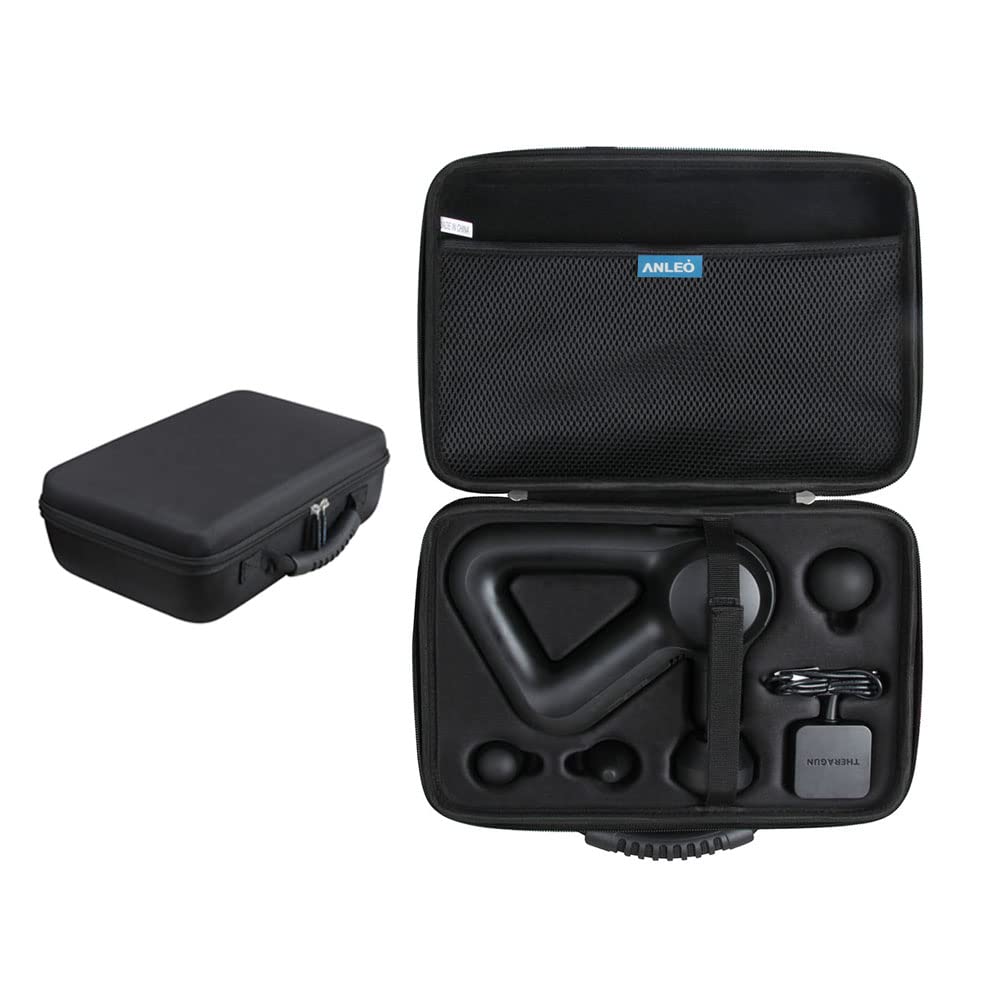 Anleo travel case for Theragun Prime, closed lid, guards against bumps during transport.