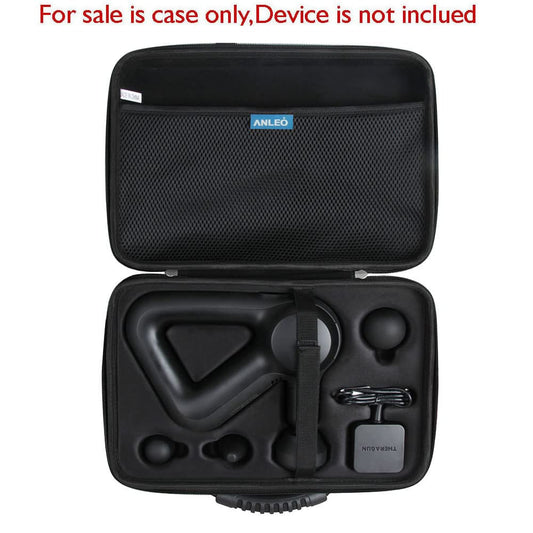Inside view shows snug fit for Theragun Prime and accessories for secure storage.