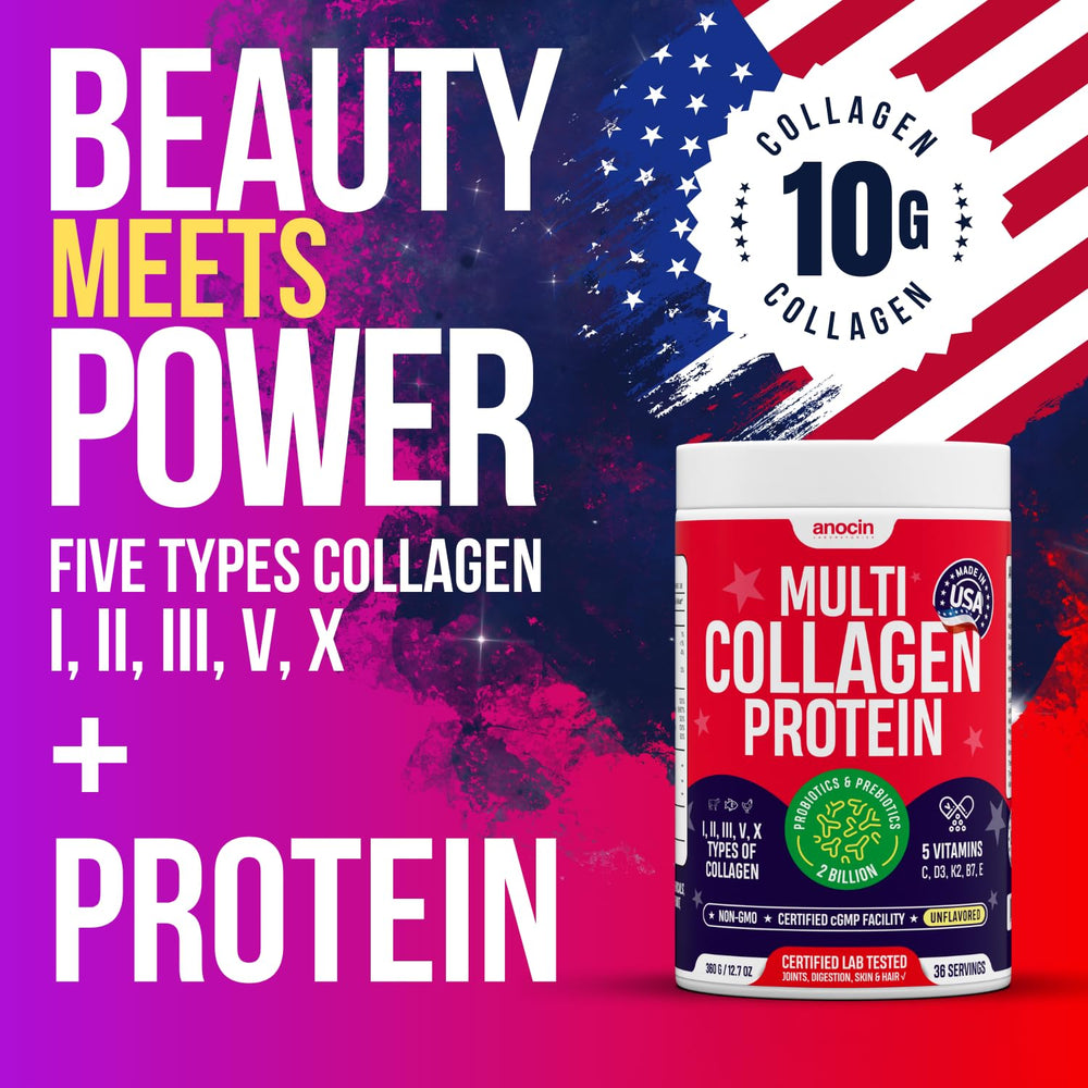 anocin collagen powder top view for easy unflavored mix into beverages