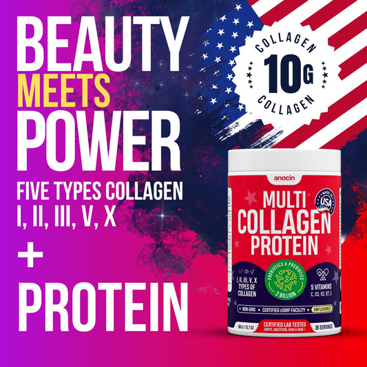 anocin collagen powder top view for easy unflavored mix into beverages