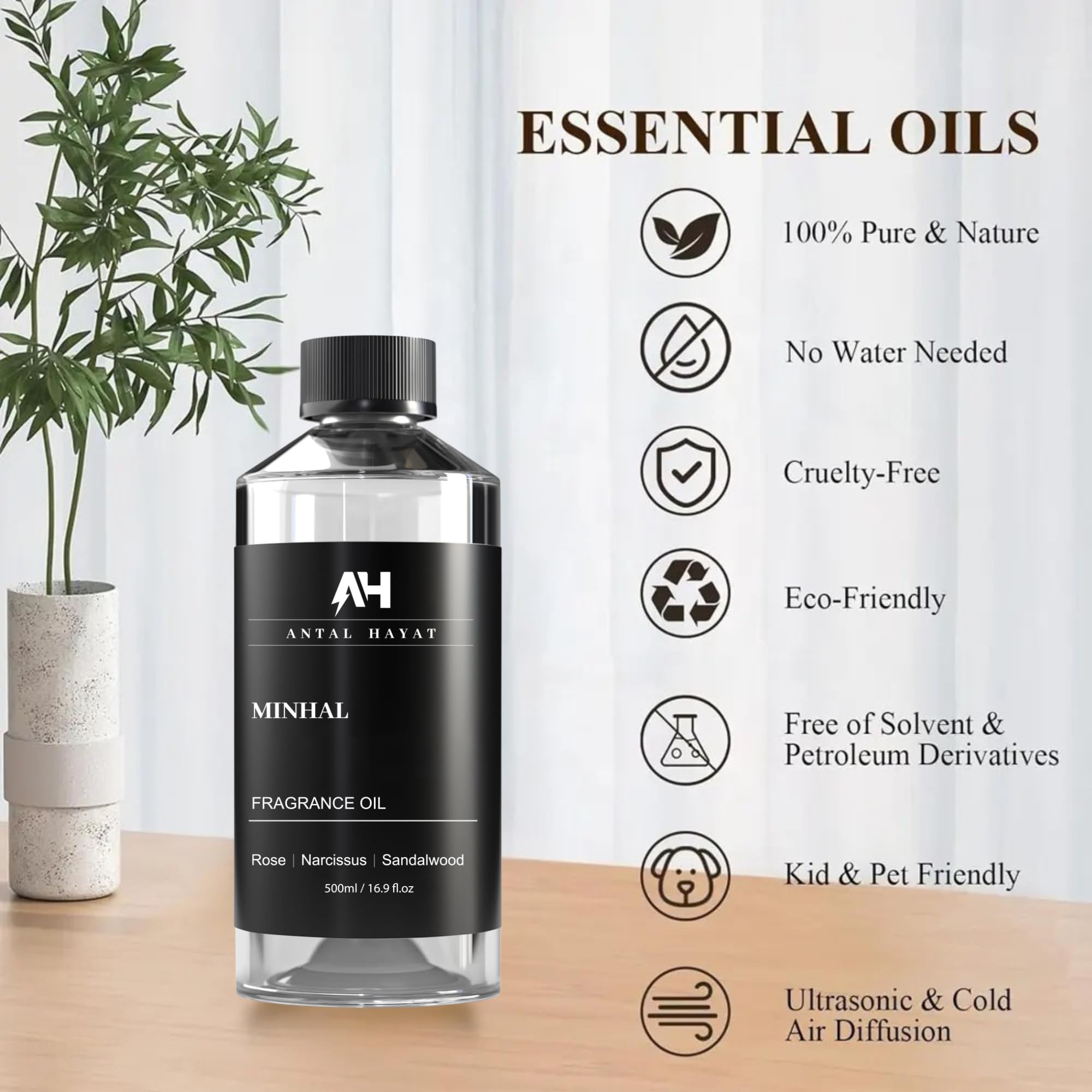 ANTAL HAYAT Minhal bottle pour demonstrates easy refilling for diffusers.