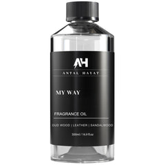 ANTAL HAYAT My Way bottle closeup highlighting sandalwood for soothing spaces