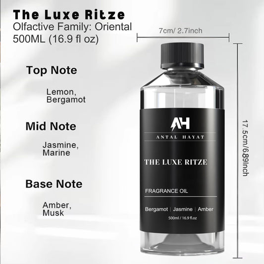 ANTAL HAYAT Ritz-Carlton Inspired Diffuser Oil label closeup highlighting premium fragrance