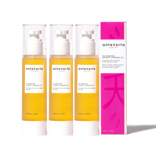 Antevorta Hydrating Intimate Gel bottle showing gentle, pH-balanced cleansing for daily freshness.
