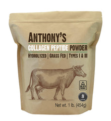 Anthony's Collagen Peptide Powder jar front showing pure protein labeling and unflavored formula