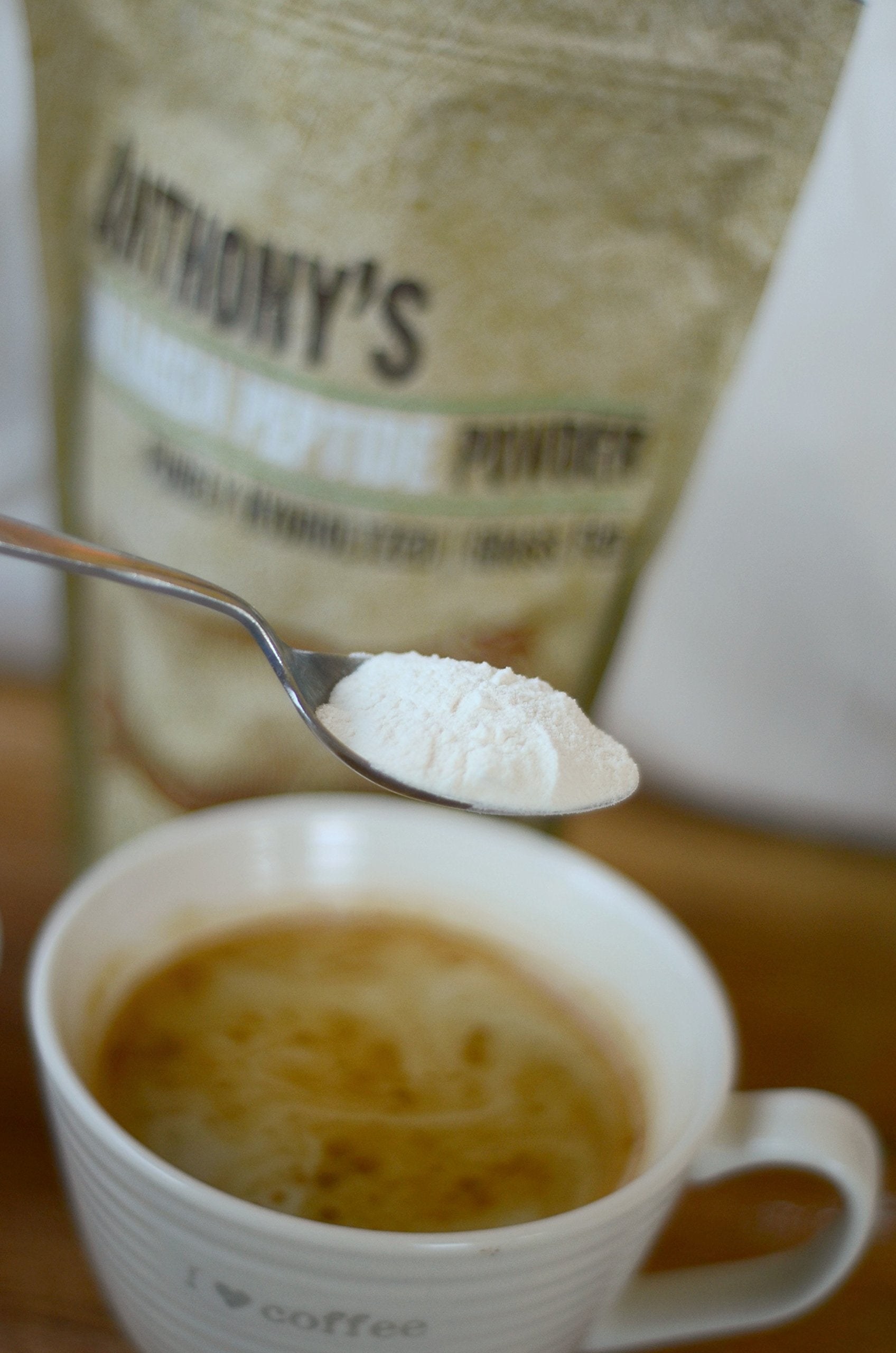 Nutrition panel of Anthony's Collagen Peptide Powder highlighting 11g protein per serving