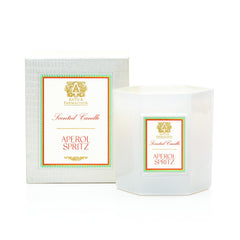 Antica Farmacista Aperol Spritz candle glass displays bright citrus and bubbly notes.