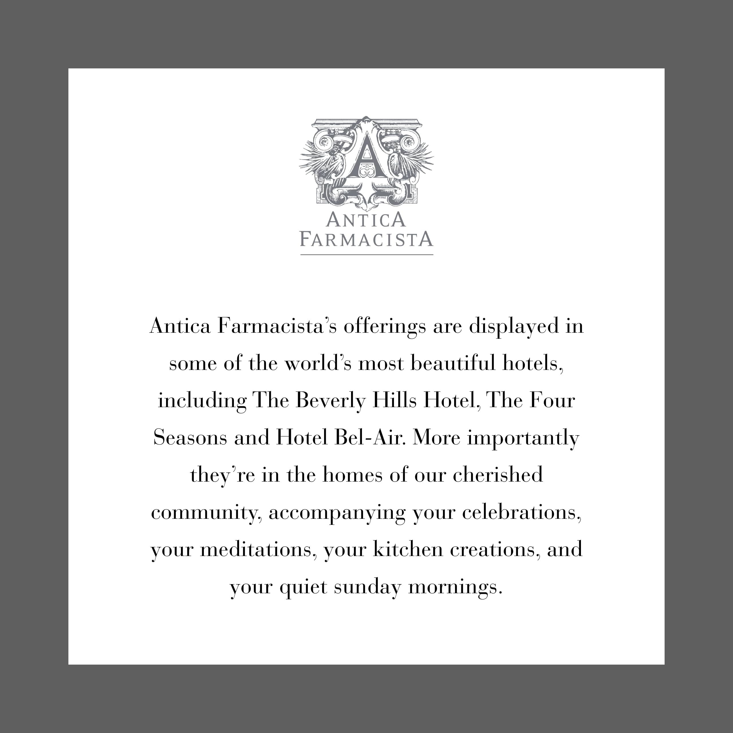 Antica Farmacista packaging and scent elevate any living space ambiance.
