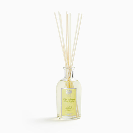 Antica Farmacista diffuser bottle close-up showing premium glass and fragrance.