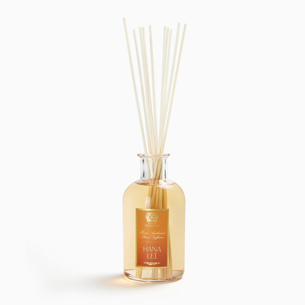 Antica Farmacista Hana Lei diffuser bottle enhances living room with refined sophistication