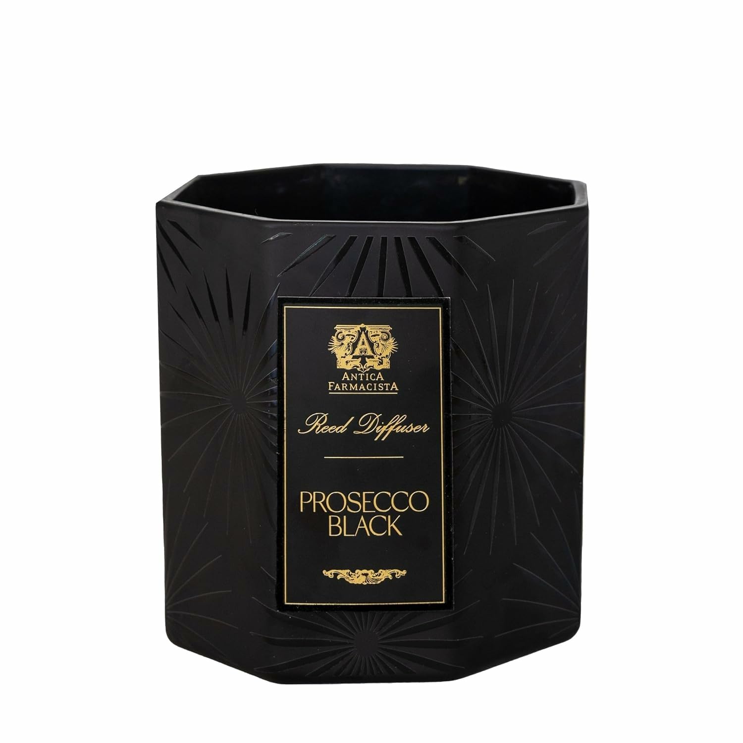 Antica Farmacista Prosecco Black three-wick candle fills large rooms with bright citrus, florals, and vanilla.