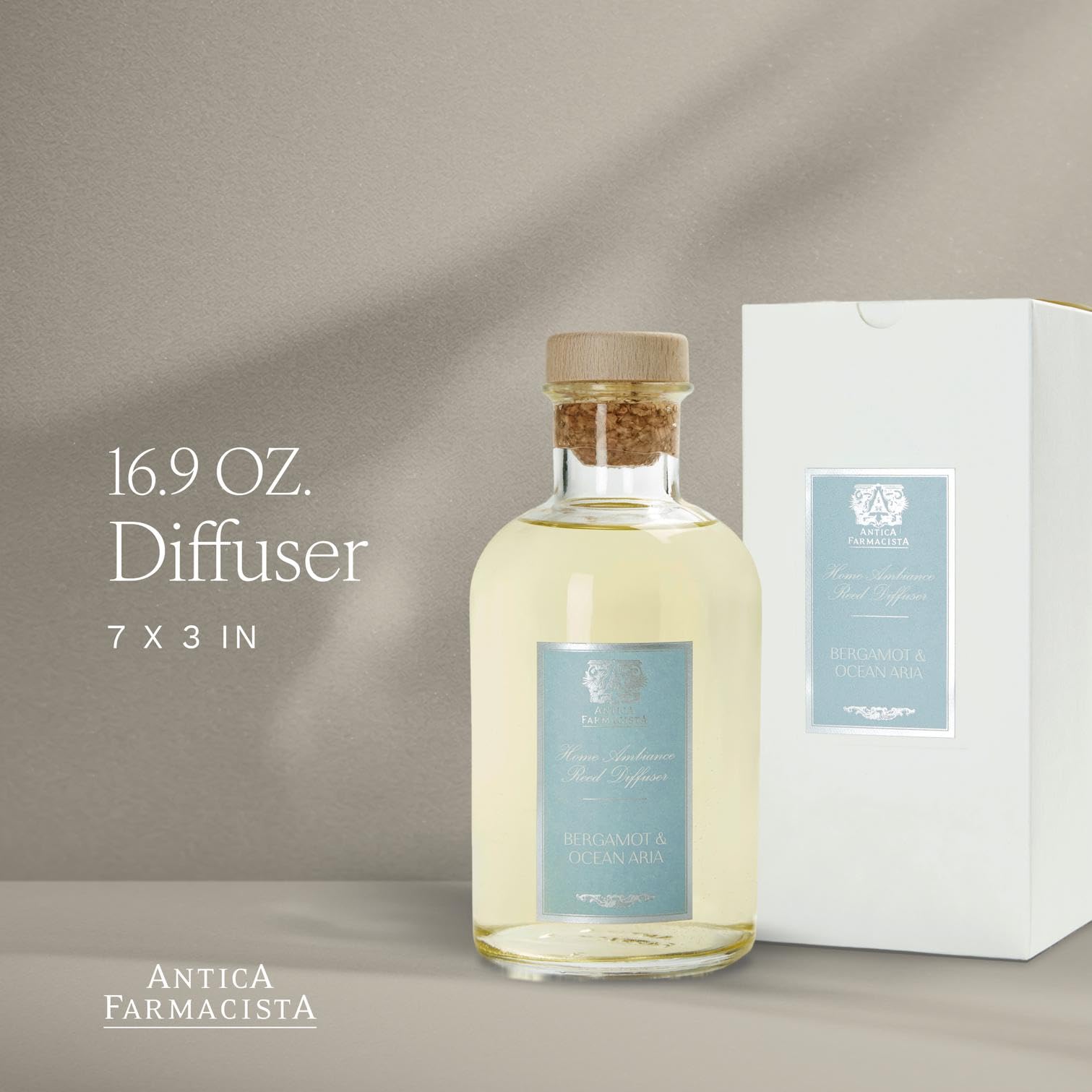 Antica Farmacista reed diffuser close-up shows premium reeds for diffusion