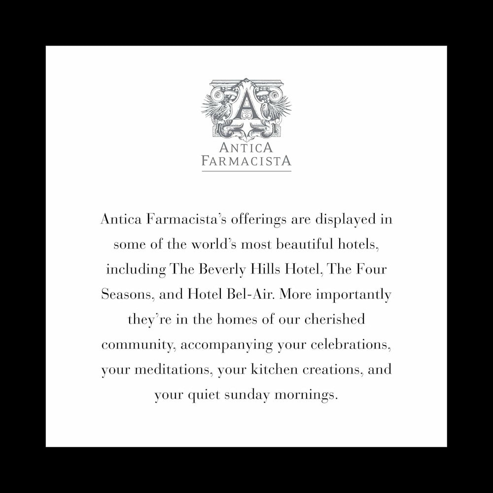 Elegant packaging detail of Antica Farmacista Three-Wick Candle box
