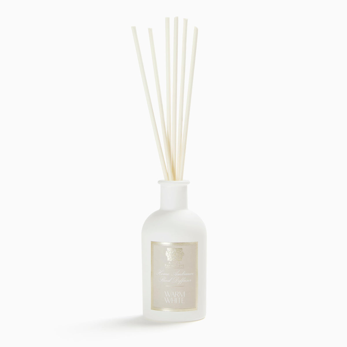 Antica Farmacista warm white diffuser bottle for cozy spaces with lasting fragrance.