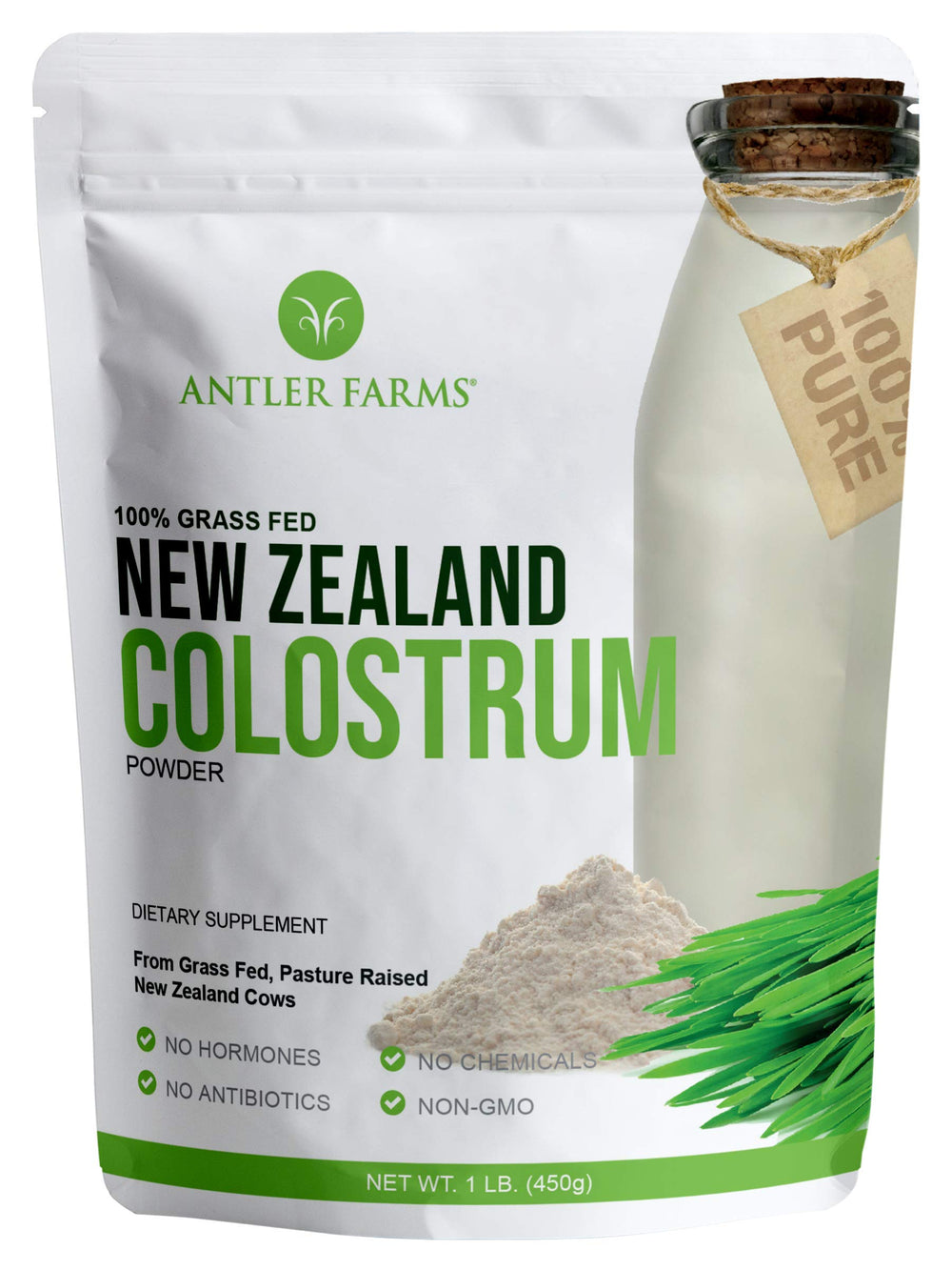 Antler Farms colostrum bottle pour for daily wellness