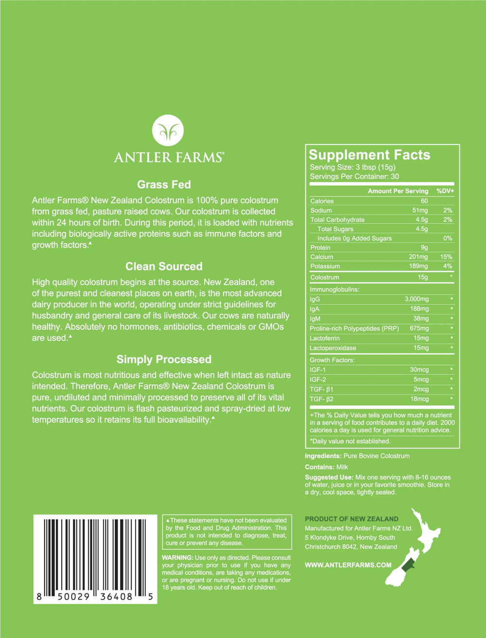 Antler Farms colostrum powder close-up for purity and potency