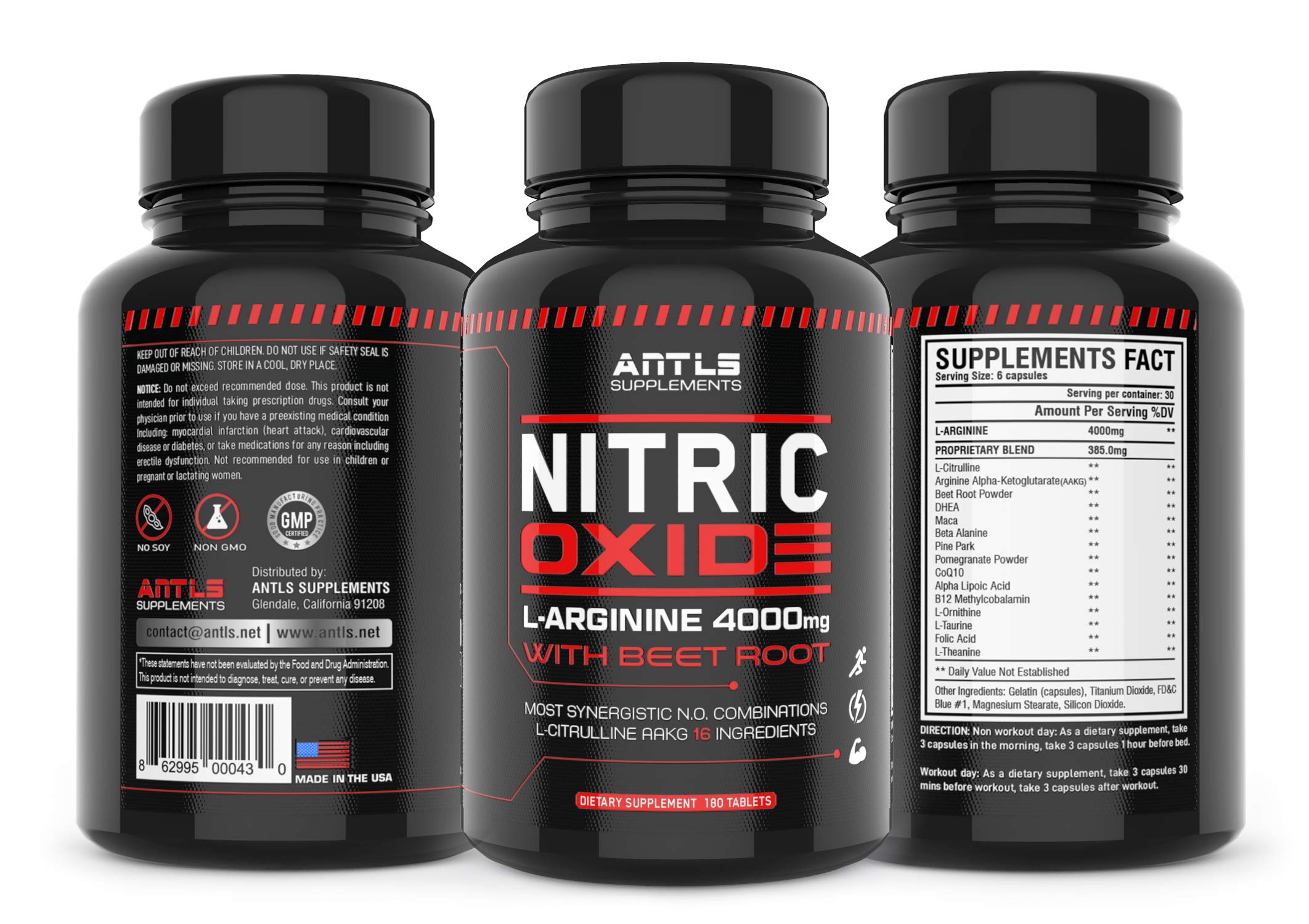 ANTLS Nitric Oxide Booster bottle poured capsules for pre-workout energy