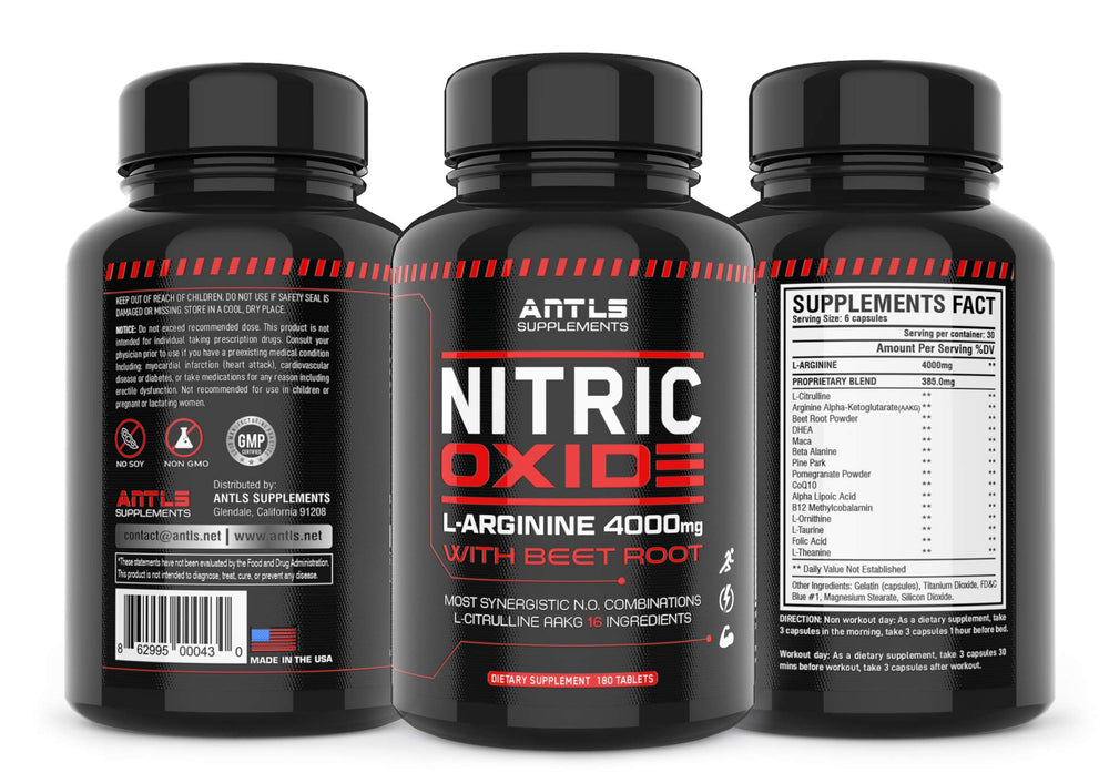 ANTLS Nitric Oxide Booster bottle poured capsules for pre-workout energy
