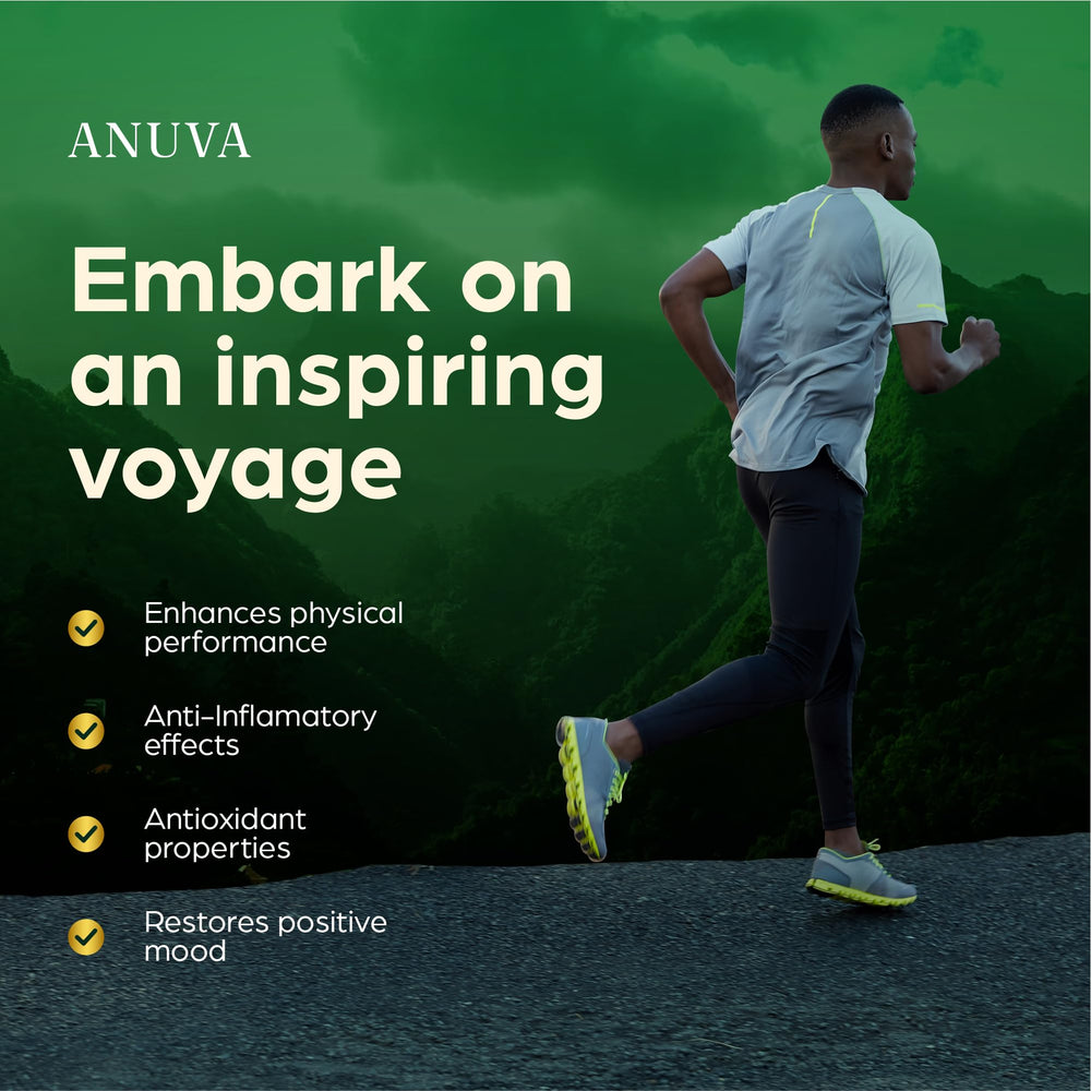 Anuva Cordyceps mushroom blend image suggesting athletic stamina.