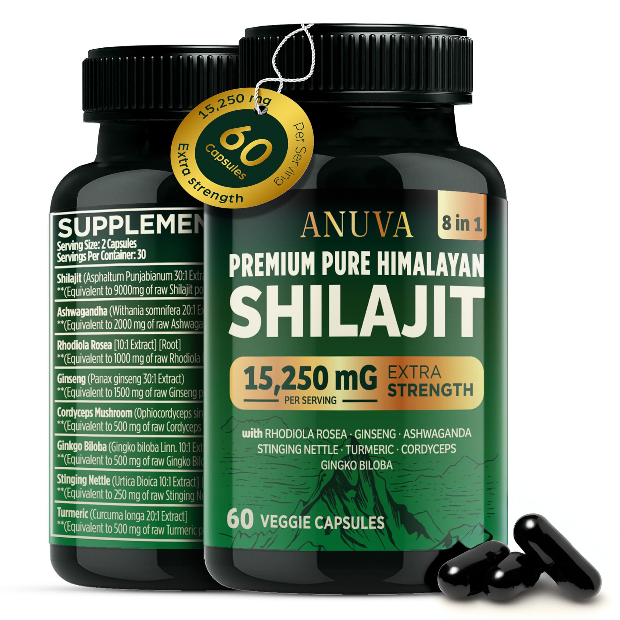 Anuva Pure Shilajit bottle with high altitude formula for steady energy.