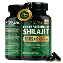 Anuva Pure Shilajit bottle with high altitude formula for steady energy.