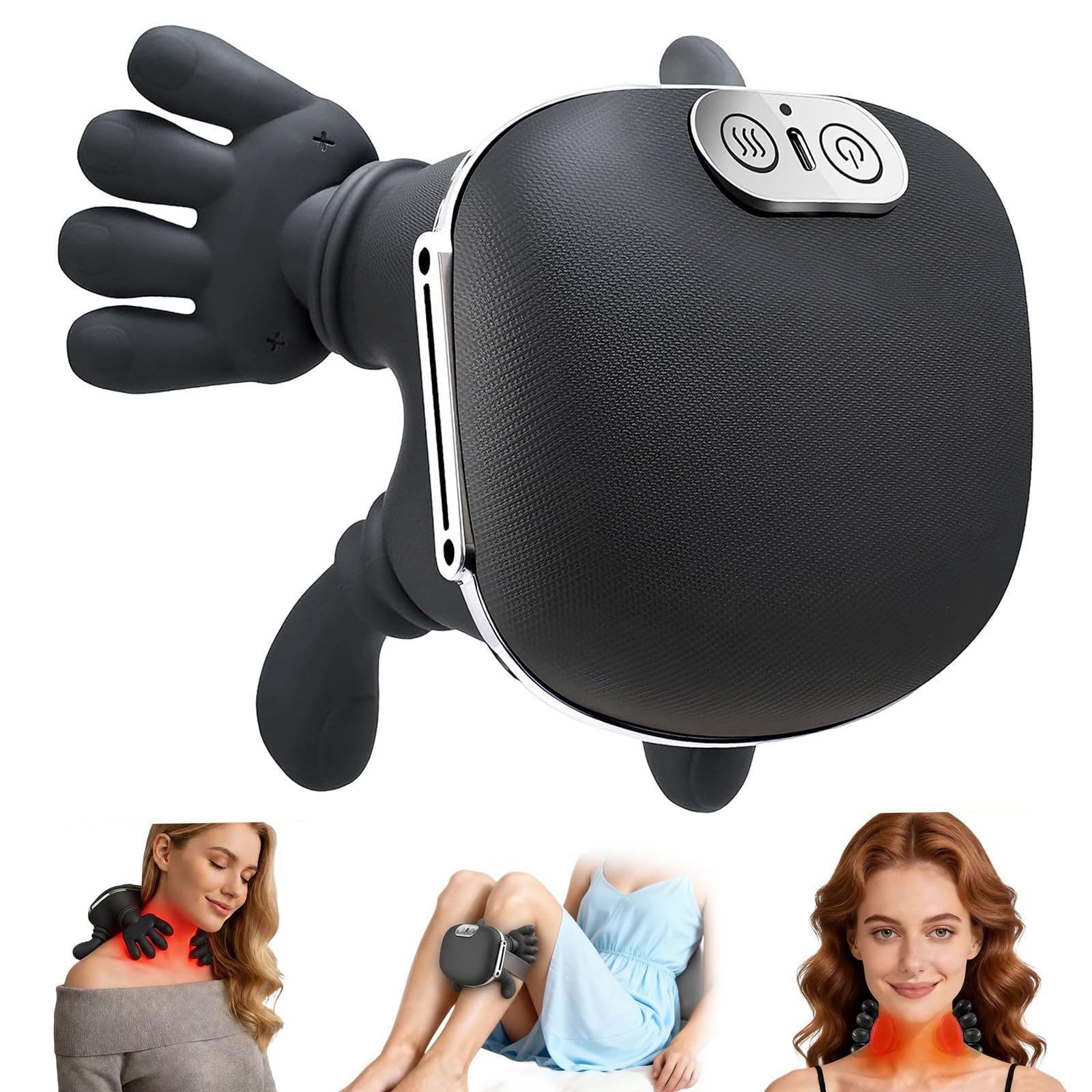 ANUWEO shoulder neck massager demonstrates palm-like kneading for targeted neck relief.