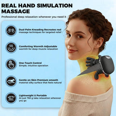 ANUWEO massager shows heat settings for customizable warmth during use.
