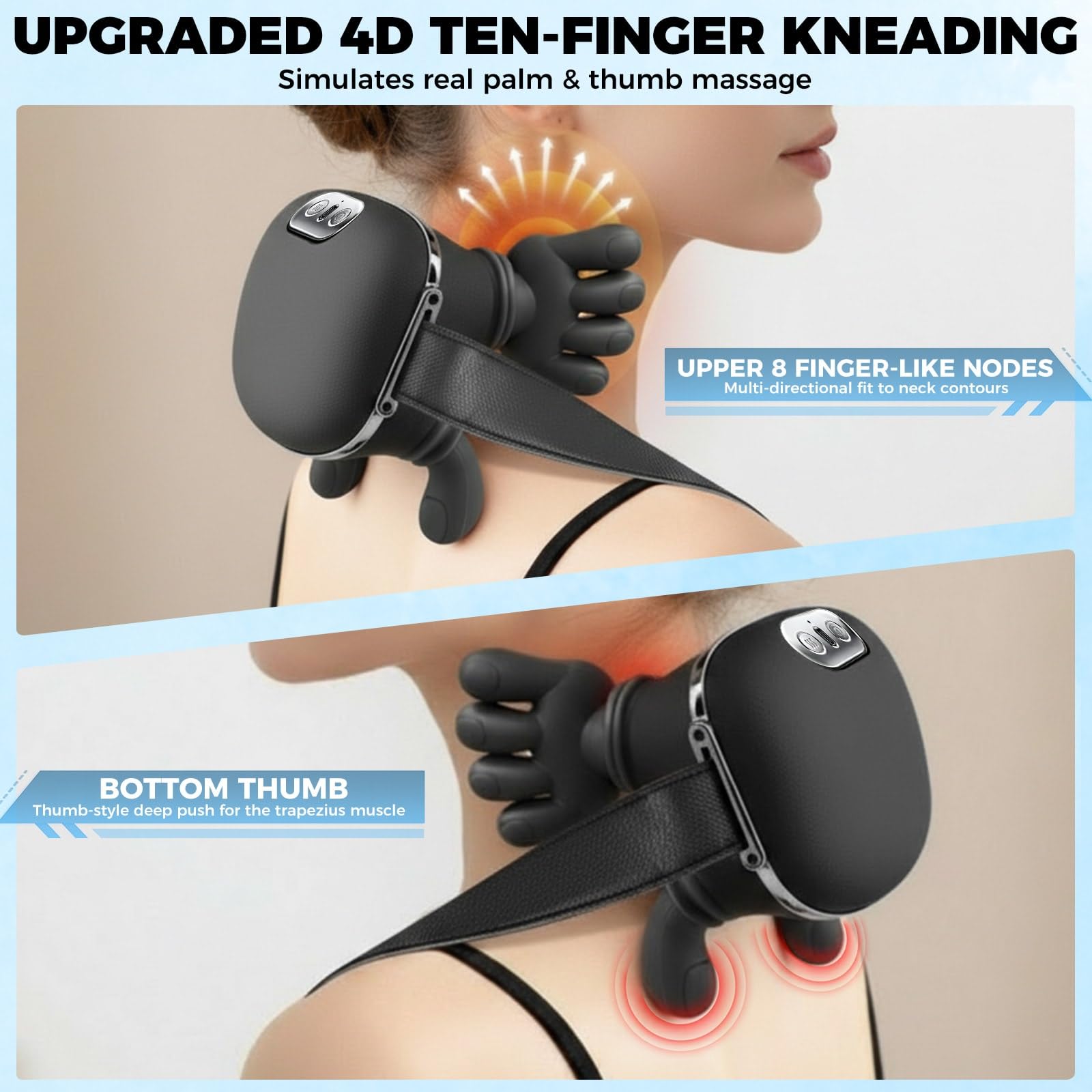 ANUWEO massager with three speeds lets you tailor kneading intensity.