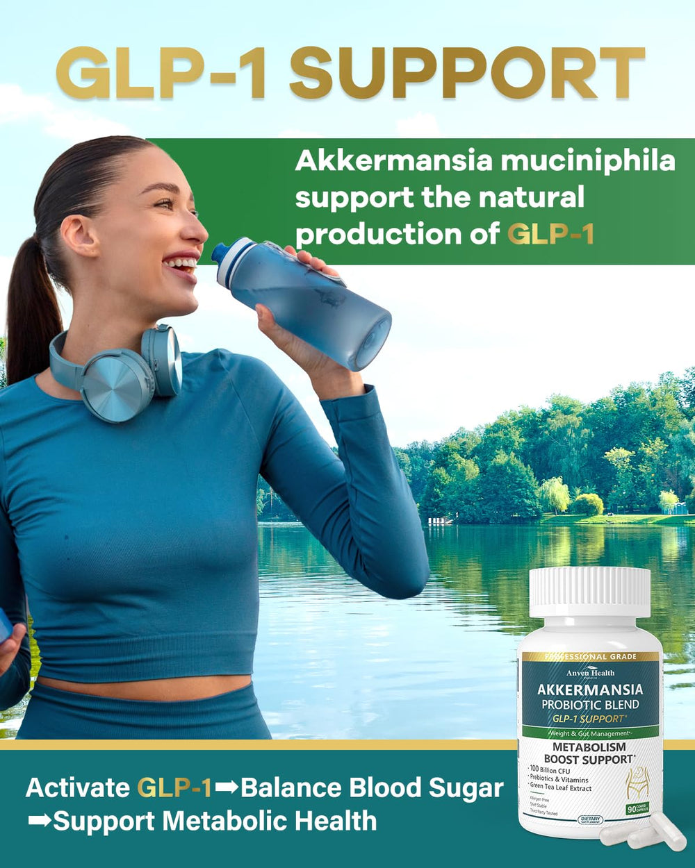 Anven Health GLP-1 ingredients panel highlights B2, D, and chromium