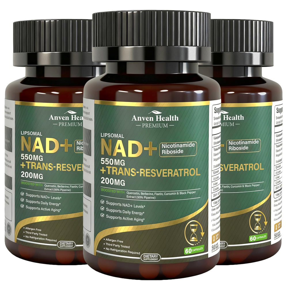 Anven Health liposomal NAD+ bottle close-up highlighting energy support.