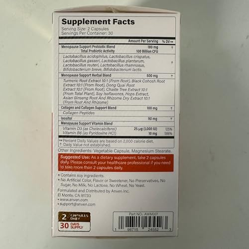 Anven Health menopause D3 and B6 label signaling energy and bone support