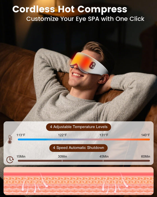 Anydance heated eye mask with temperature control for personalized comfort on the go