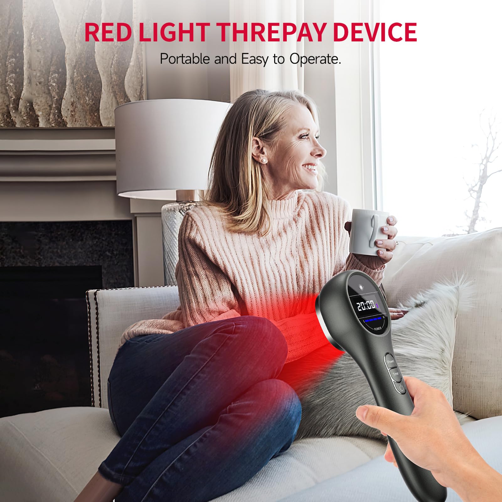 Anyork red light therapy device travel-ready with protective case.