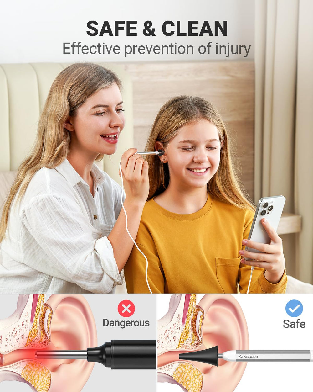 Saving photos and videos with AnyScope HD Otoscope app for quick sharing