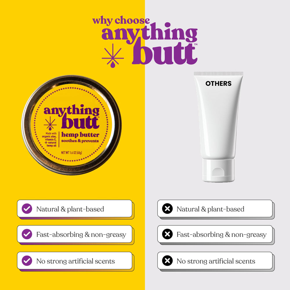 Anything Butt organic aloe vera gel bottle promotes gentle soothing for delicate areas.