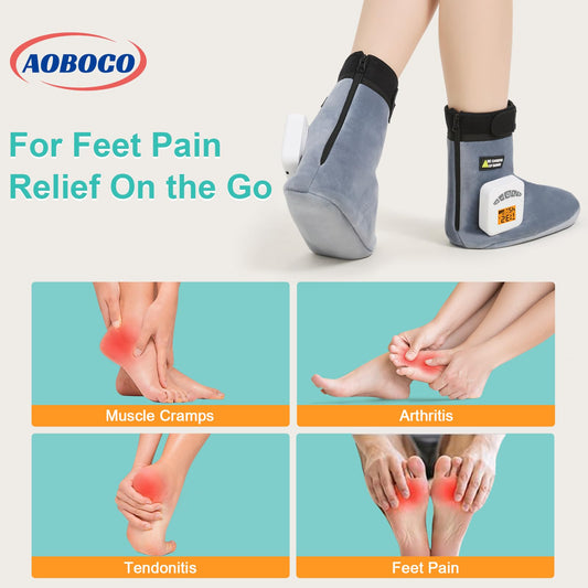AOBOCO feet warmers heat control display shows real-time temperature for precise warmth.