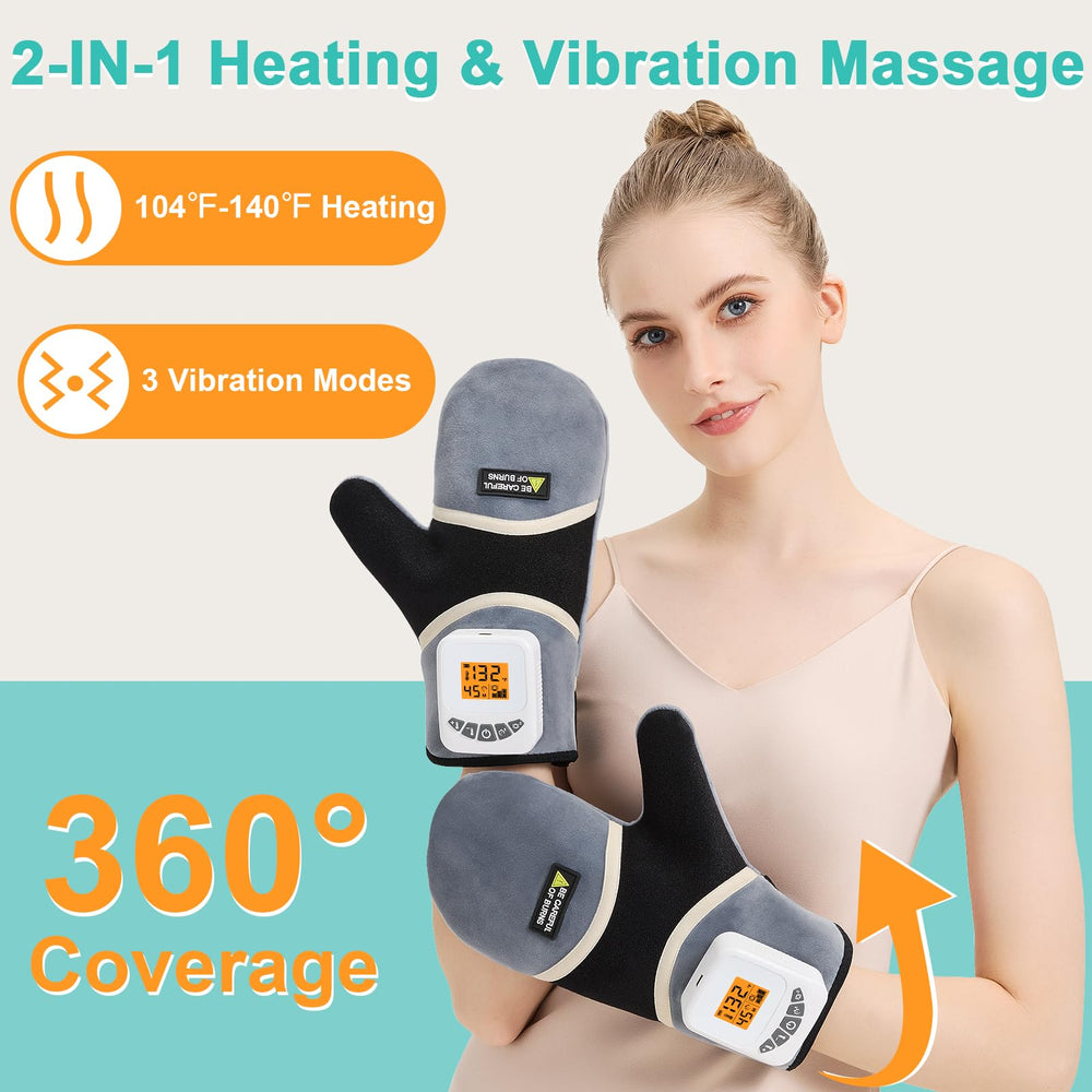 AOBOCO hand massager with touchscreen display showing temperature and mode.