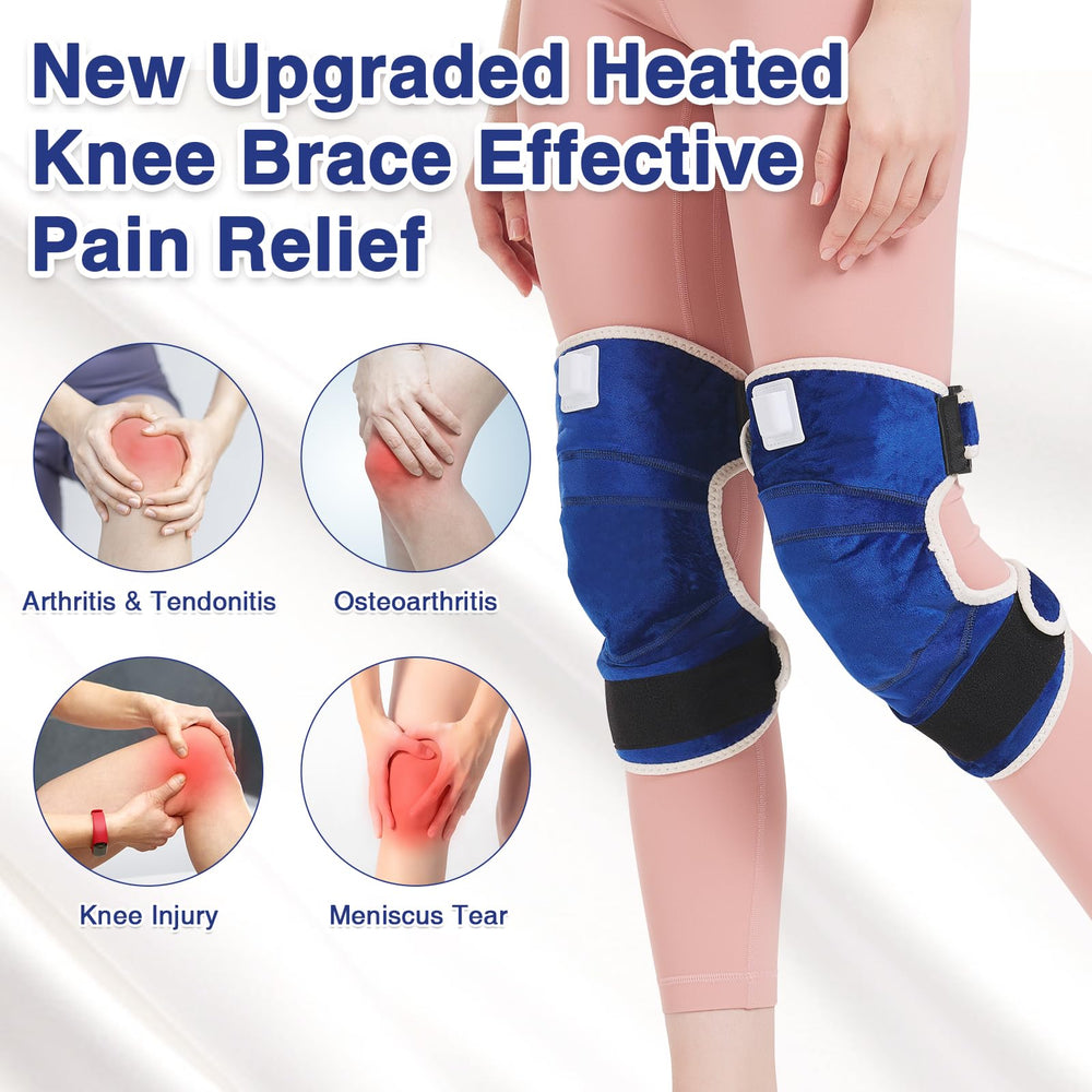 AOBOCO knee heat wrap on leg shows snug fit with soft fabric for comfort.