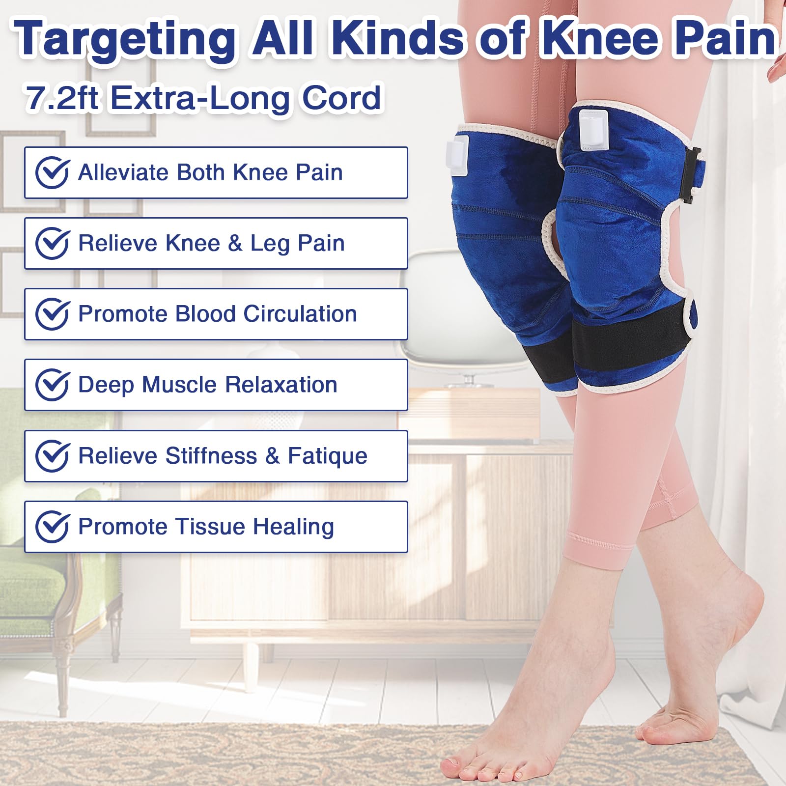 AOBOCO knee wrap worn during daily activities supports warmth and relief.