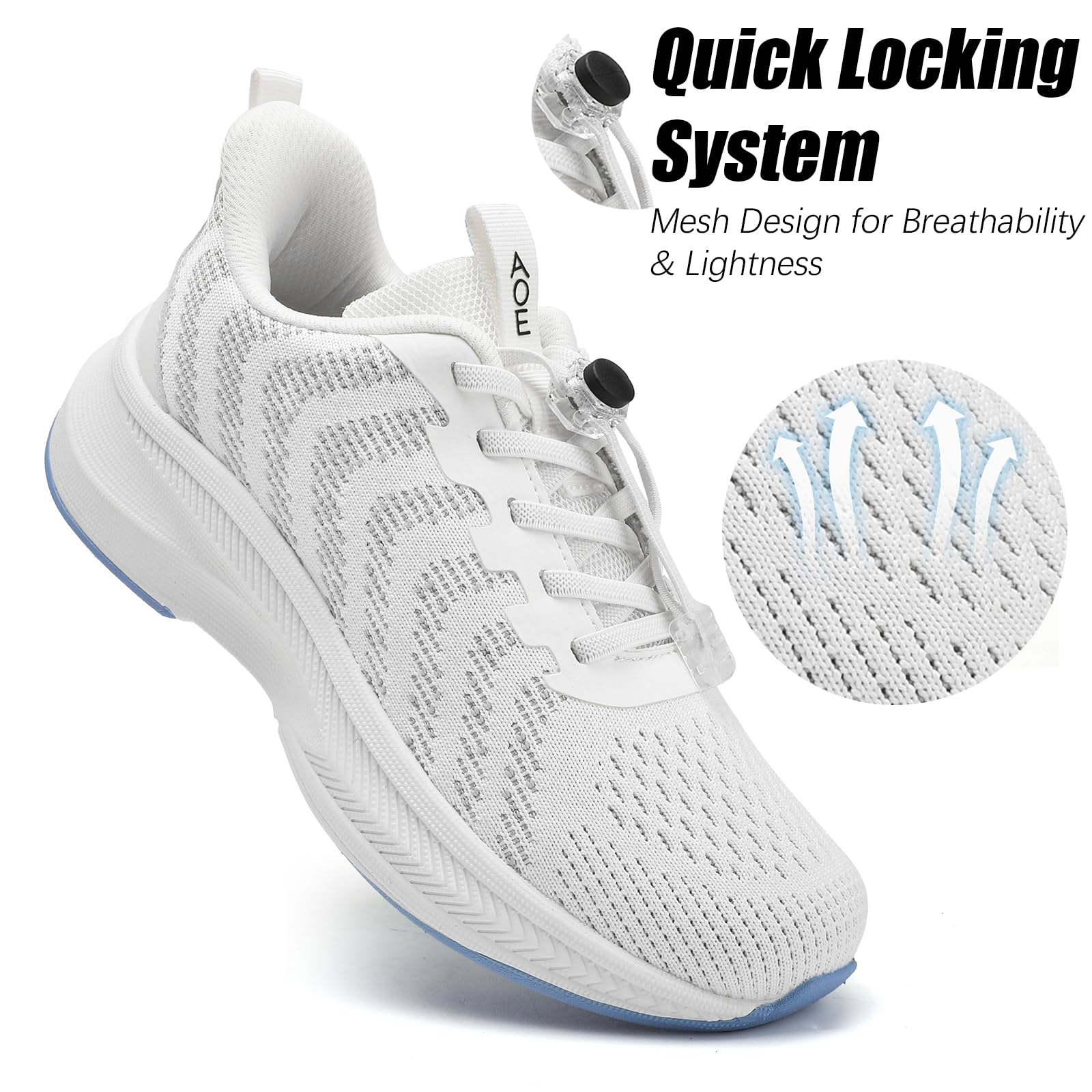 AOE flywoven upper breathability for all-day lightweight wear
