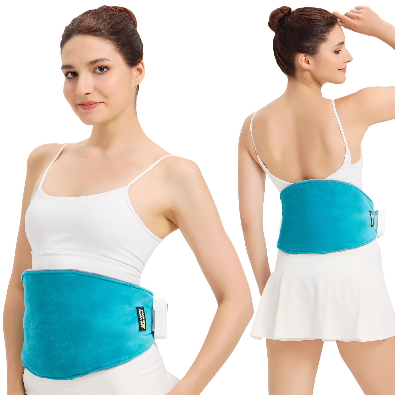 AOKESTE cordless back heating pad worn for hands-free relief