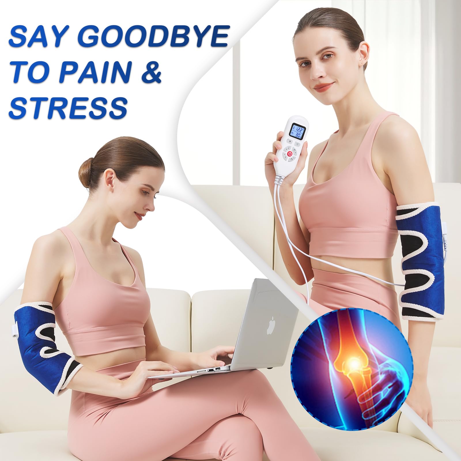 AOKESTE elbow heating pad extended 7.2 foot cord for flexible placement