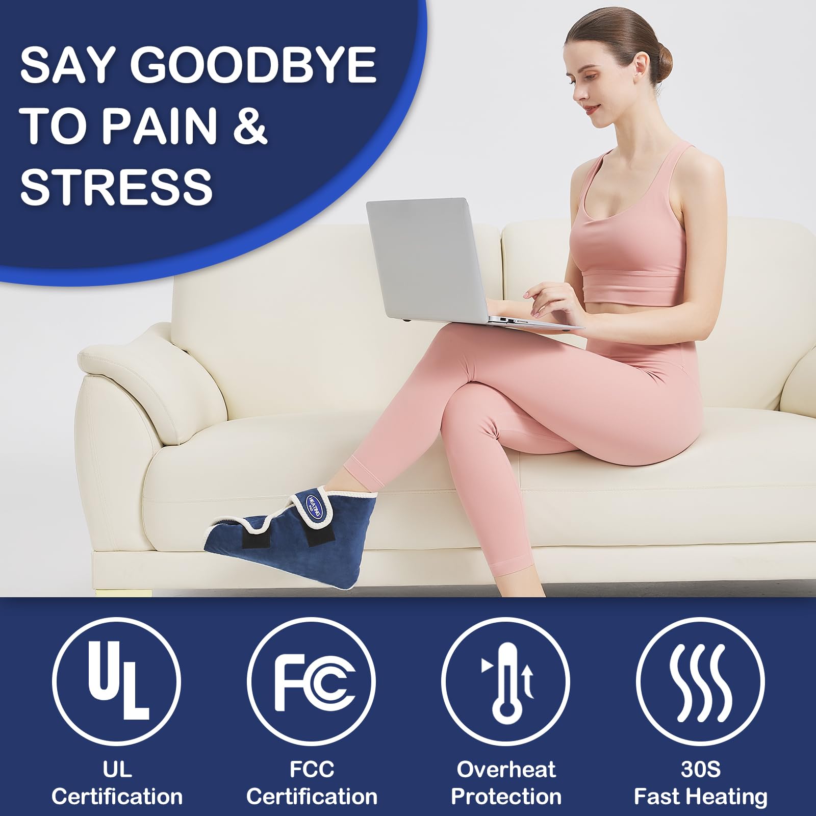 AOKESTE foot heating pad with extended cord enables flexible placement.