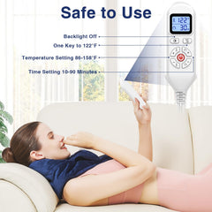 AOKESTE neck heating pad shows large 30x8 coverage for neck and shoulders.