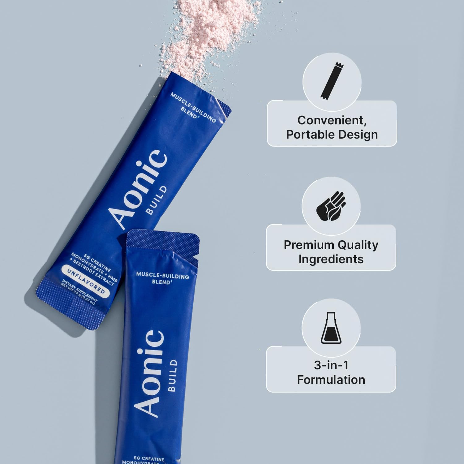 AONIC Build beetroot extract provides natural nitrates for circulation.