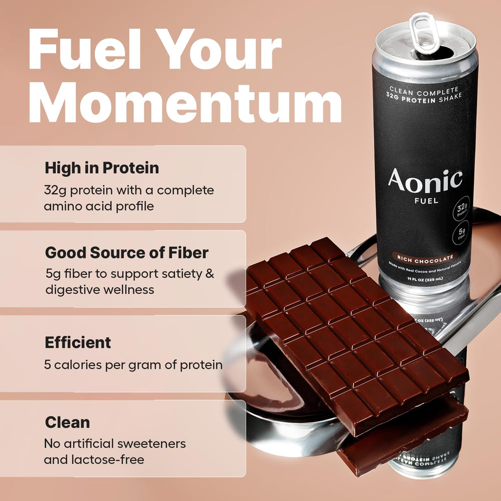 Aonic Fuel rich chocolate shake glass highlighting creamy texture and real cocoa flavor