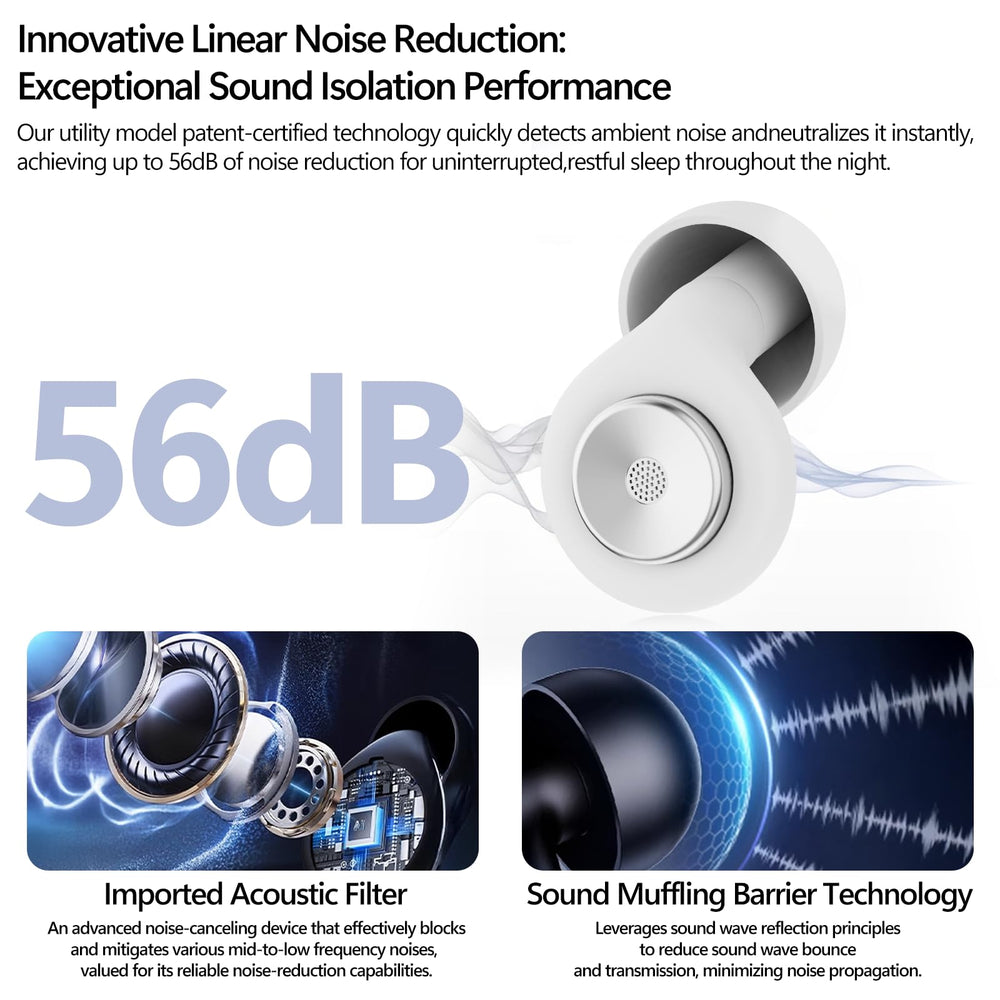 AOOJ side-sleep earplugs with low-profile design for comfortable sleeping