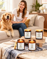 AOOVOO 28oz soy candles with gold foil labels for premium gifting.