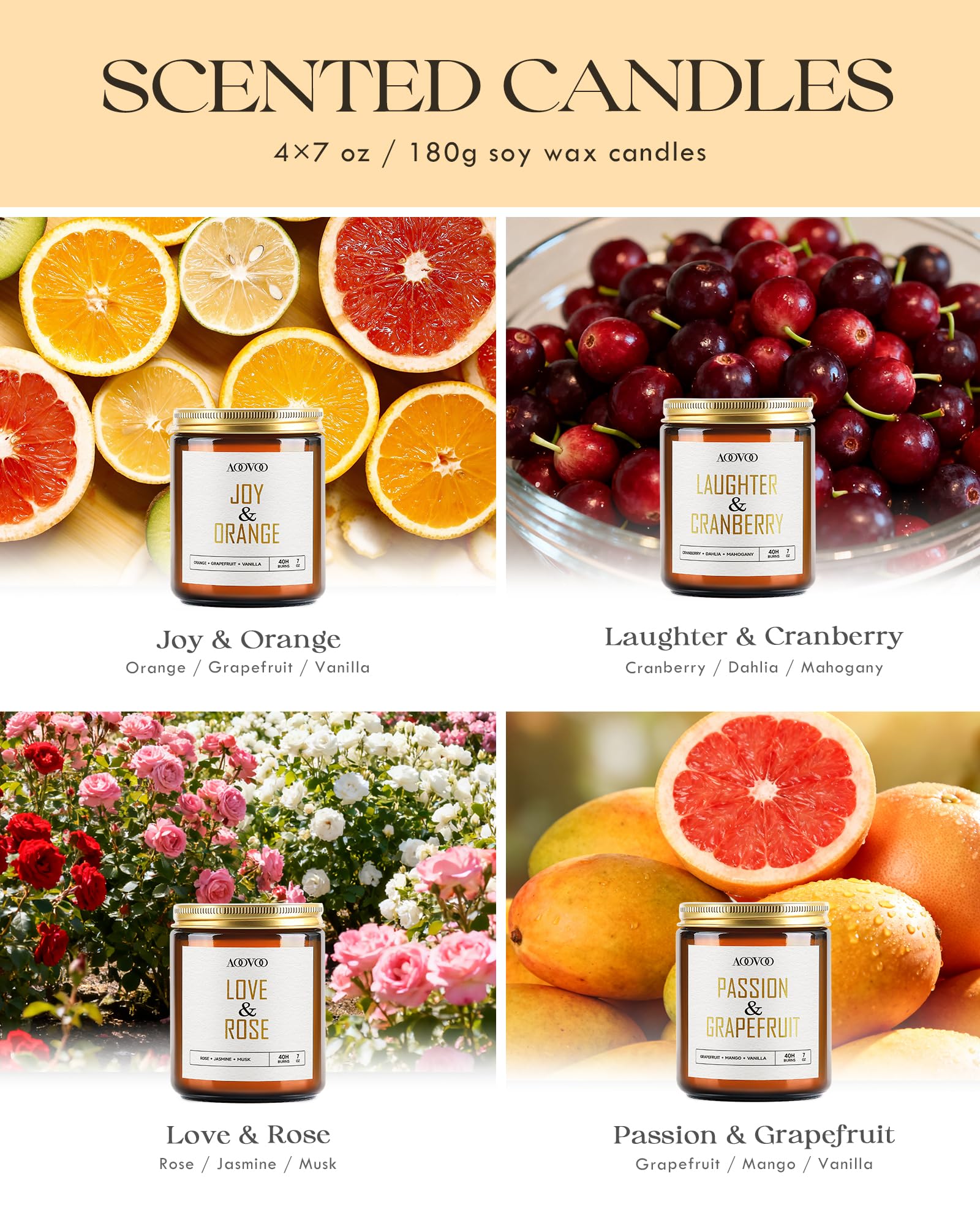 AOOVOO candle set jasmine for uplifting atmosphere and fragrant relaxation.